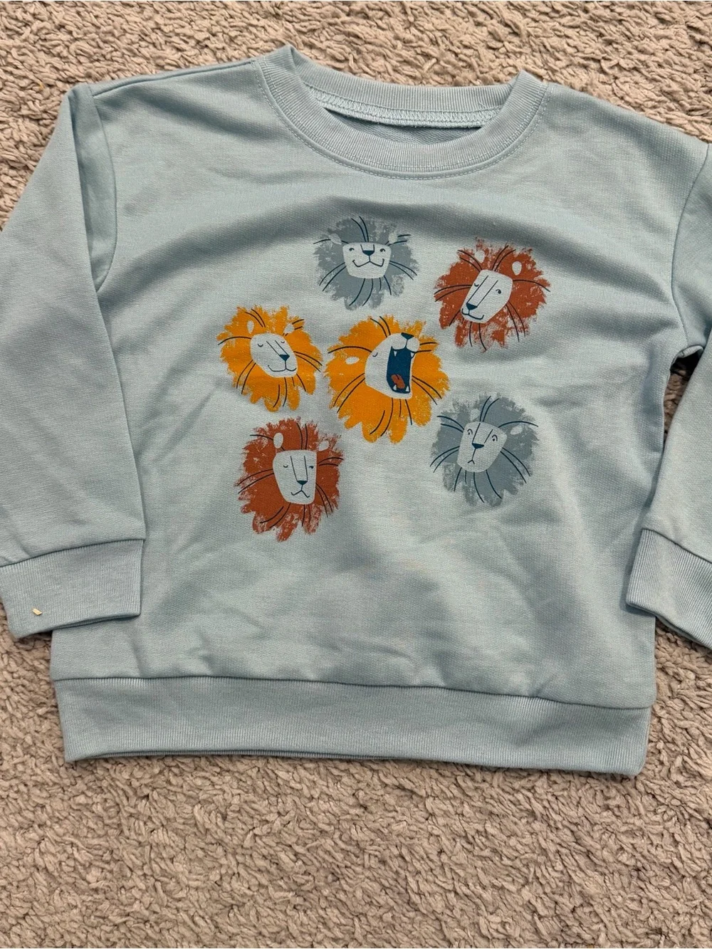 Carter's Light Blue Sweatshirt with Colorful Lion Faces